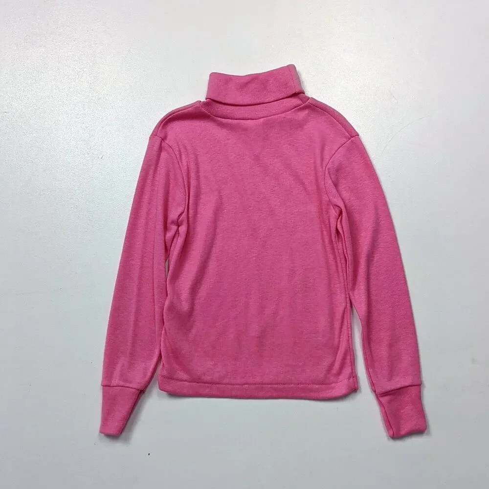 Vintage Dobie Turtleneck Shirt Girls Size 3T Pink Long Sleeve Basic Layering
